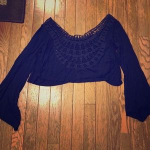 Crochet back crop top (navy)